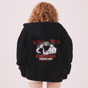 Menasoo Cartoon Graffiti Two Way Hoodie Zip Up_Black