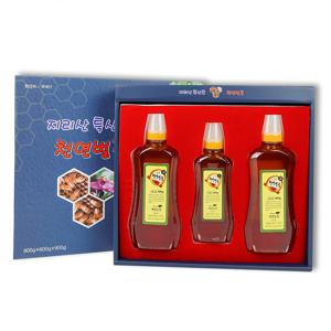 지리산 구례 천연벌꿀 세트 900g+900g+600g(총 2.4kg)+금보자기