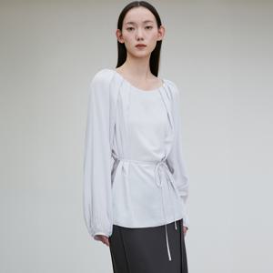 PLEATED DETAIL BELTED BLOUSE LAVENDER
