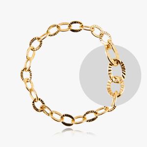 14K 18K 할로우 가리비 컷팅 타원 체인 금 반지