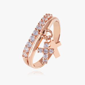 14K 18K 오베이 로드 큐빅 십자가 미스 링 반지