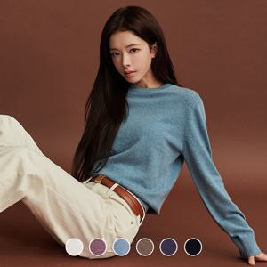 지오다노 여성 가을 라운드넥 캐시미어/울 혼방 민자 니트 스웨터 355912
