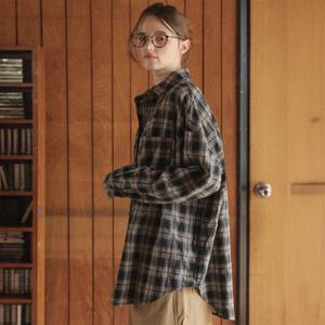 레트리 오버핏 체크 셔츠