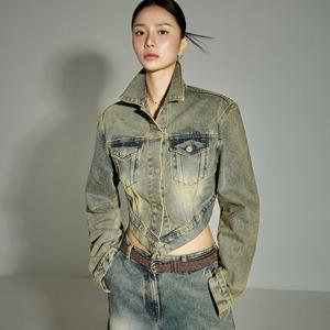 J2866 워싱 크롭 데님 자켓