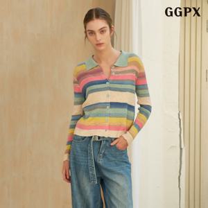 파스텔 웨이브 스트라이프 니트 가디건 (GPCCK014D)
