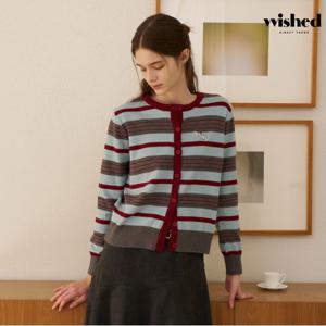 정상가:59,000원 ㅣ 라운드넥 스트라이프 자수 긴팔 가디건 (WICCCD014)