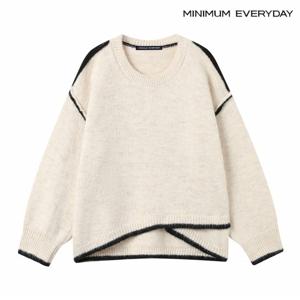 정상가:69,000원 ㅣ [미니멈 에브리데이]사선 배색 라인 포인트 울 니트 (EB3KT026D)