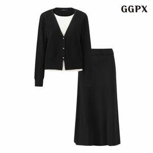 정상가:119,000원 ㅣ 레이어드 니트 A라인 스커트 셋업 (GPCOW030D)