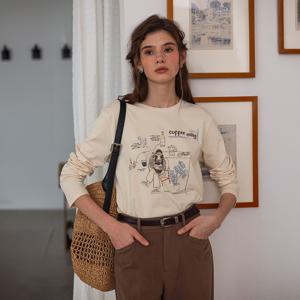 DA_Coffee print long sleeved top_2color