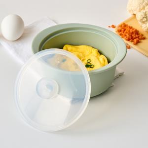 탄탄한 올 실리콘 전자레인지 찜기 550ml 그린
