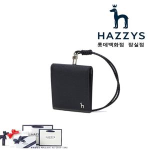 [선물포장]HJHO5E032N3_남성 네이비 라인배색 소가죽 폴더형 목걸이 카드지갑