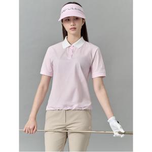여성 우븐배색 블루종핏 반팔 티셔츠  핑크 (BJ5342A14X)