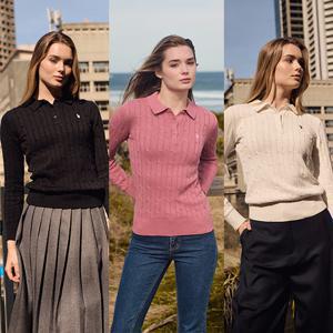 [U.S POLO ASSN.]24FW 클래식 코튼 폴로 케이블 니트 여 1종