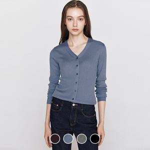 지오다노 여성 가을 간절기 립 스판 골지 V 브이넥 긴팔 니트 가디건 355904