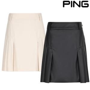 여성 페이크레더 플리츠 큐롯 스커트 121D1PC186