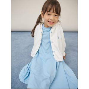 여아 저지 반소매 원피스&크롭 후드 집업 SET - 스카이 블루