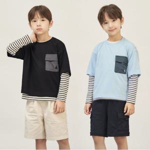 25FW 스트라이프 레이어드 반팔 & 긴팔 2PCS 상상세트