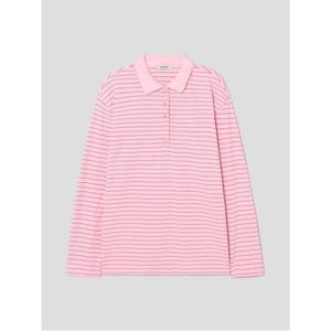 스트라이프 칼라 티셔츠  핑크 (165941AQ5X)