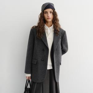 던스트 UNISEX LAYERED CASHMERE BLAZER CHARCOAL GREY_UDJA5D121CG