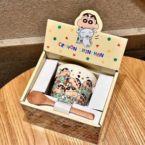 1+1 크레용 신짱 도자기 머그컵 짱구 물컵 +숟가락 세트