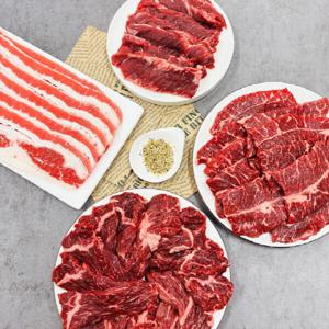푸짐 소고기 모듬 1kg 한판 갈비살+토시살+부채살+우삼겹