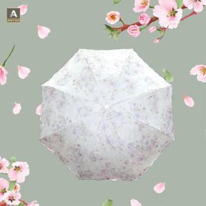 여자 청우 겸용 우산 접이식 암막 UV차단 이중 레이스 3단 양산