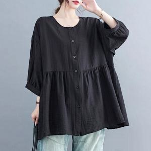 빅사이즈 롱블라우스 오버핏 루즈핏 롱셔츠 88 99 110 미시 마담