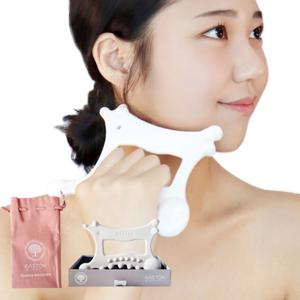 게스통 세라믹 얼굴 괄사 마사지기+파우치 세트 도자기 림프 승모근 두피 마사지 선물용 추천