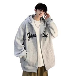 120kg 빅 사이즈 맨투맨 남후드 봄가을 신상 트렌디한 브랜드 홍콩풍 캐주얼 빅 사이즈 루즈한 지퍼 카디건