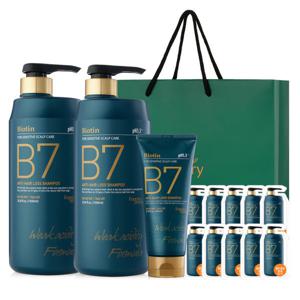 B7 약산성 탈모 샴푸 선물세트 (슈퍼 브랜드 세일) 1000ml+1000ml+200ml+10매+(쇼핑백or핸드크림)