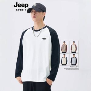 JEEP SPIRIT 남자 맨투맨 오버핏 순면 가을 겨울 빅사이즈 라운드넥 긴팔티