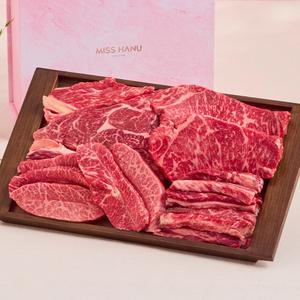 (신선집중) 1++NO.9 등급 한우선물세트 구이모듬1kg / 등심 채끝 갈비살 부채살 추석선물