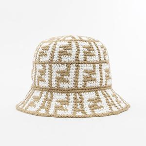 펜디 FF 모티프 라피아 버킷햇 모자 BEIGE S M FXQ688APASF0QB9