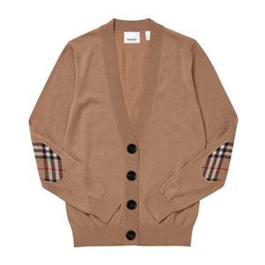 버버리 가디건 8074885 도녹 체크 패치 메리노 울