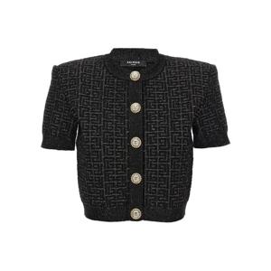 BALMAIN 39모노그램39 크롭 가디건 DF1SB215KG96EAC
