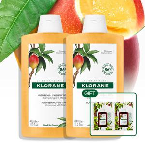 [결제시 20%] 클로란 망고버터 손상모 샴푸 400ml 2개 (+퀴닌샴푸 7ml 2개)