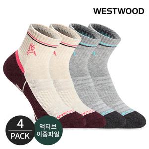 [웨스트우드]웨스트우드 여성 바닥 컬러라인 등산 중목양말 4P_MX