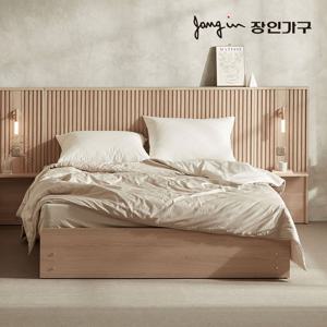 장인가구 로시 스탠다드 템바보드 LED 호텔식 수납 침대 Q 협탁2 프레임