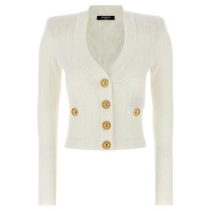 BALMAIN 로고 버튼 가디건 DF1KL007KB070FA