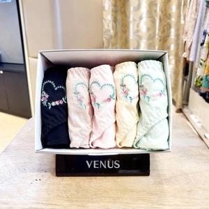 비너스 VPT6957 데일리 하트꽃자수 여성팬티 5종세트