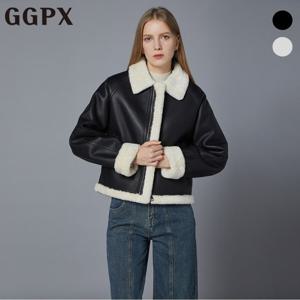 [GGPX] 페이크 퍼 배색 레글런 페이크 레더 무스탕 (GOZMU003F)