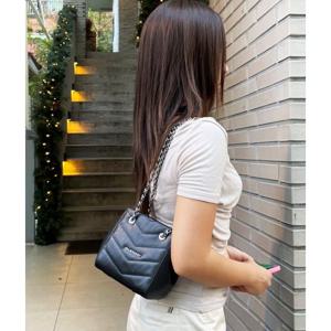 [하트양말증정] [모마퀼팅] 블랙 소가죽 미니 크로스겸 버킷백 JAWA4F830BK