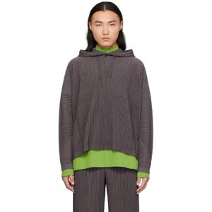 25 FW Homme Plisse Issey Miyake 남성 퍼플 먼슬리 컬러 디셈버 후드티 251729M213000