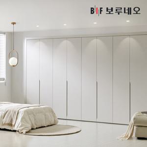 보루네오 히든하프 여닫이 붙박이장 390cm 매립형 손잡이 13자