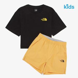 노스페이스키즈 셋업 NT7UR22T 블랙 걸즈 플로랄 크루 세트