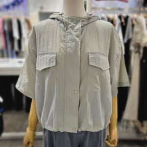 [밸리걸]나일론 후드넥 오버핏 반팔 집업 점퍼 692920