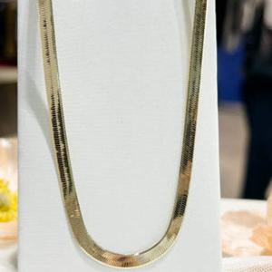 미니골드 14K납작뱀줄 목걸이 4mm NLEM4153