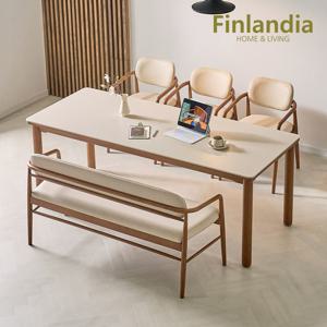 핀란디아 스터닝 세라믹 6인 식탁세트(의자3벤치1)