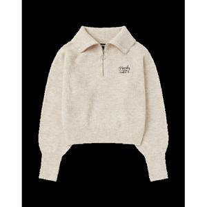 [널디] 우먼스 러블리 레터 울 블렌디드 하프 집업 스웨터 PNEF24NT05 LOVELY LETTER WOOL BLENDED SWEATER