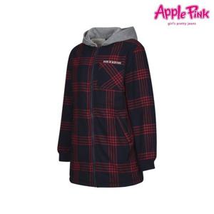 [애플핑크]후드 집업 체크 양털점퍼 (APF0O603GSZ)